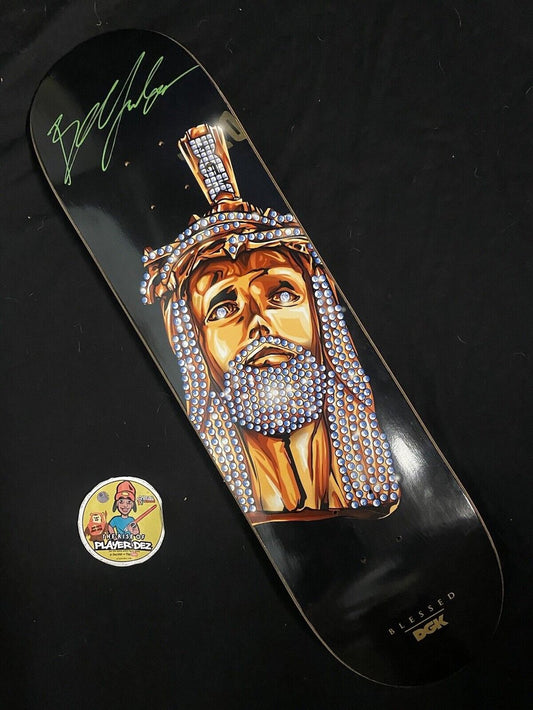 Signed Boo Johnson DGK Blessed Jesus Piece Autographed Skateboard Deck Green Ink