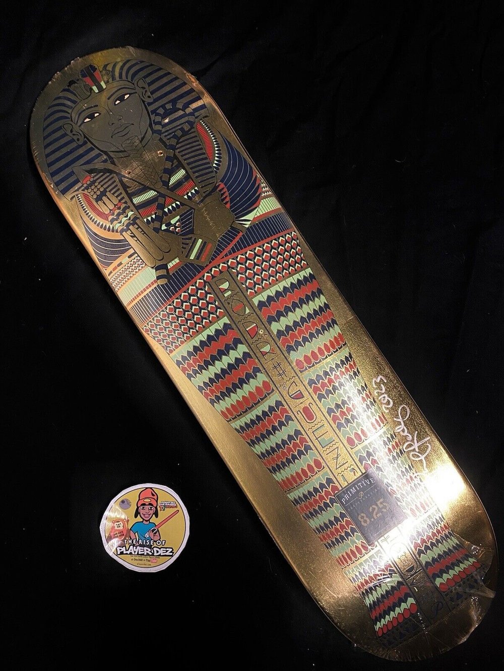 Signed Paul Rodriguez Primitive Autographed Skateboard Deck 8.25 Egyptian Pharoah Gold Foil Coffin