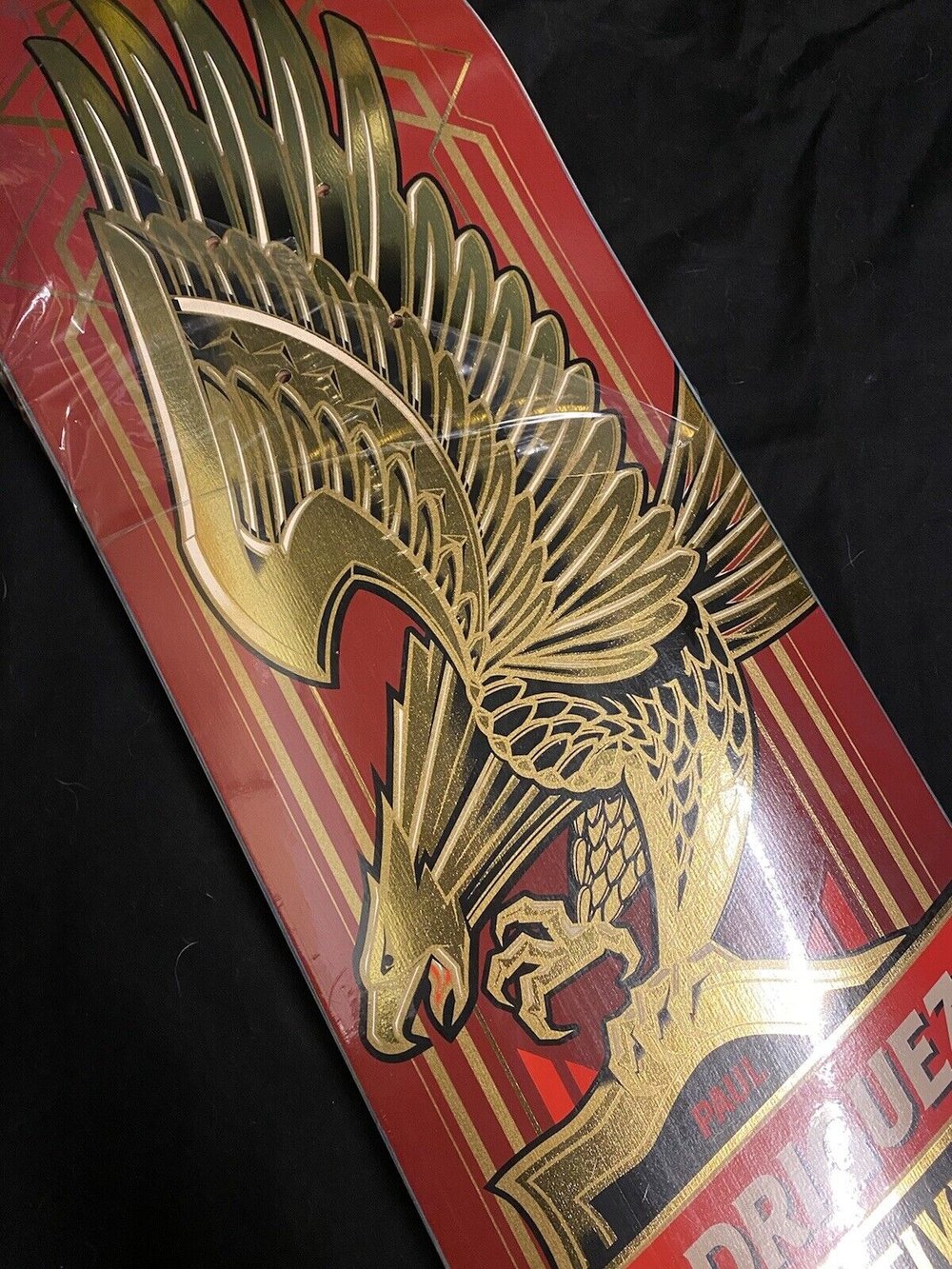 Signed Paul Rodriguez Primitive Eagle Gold Foil Skateboard Deck Autographed