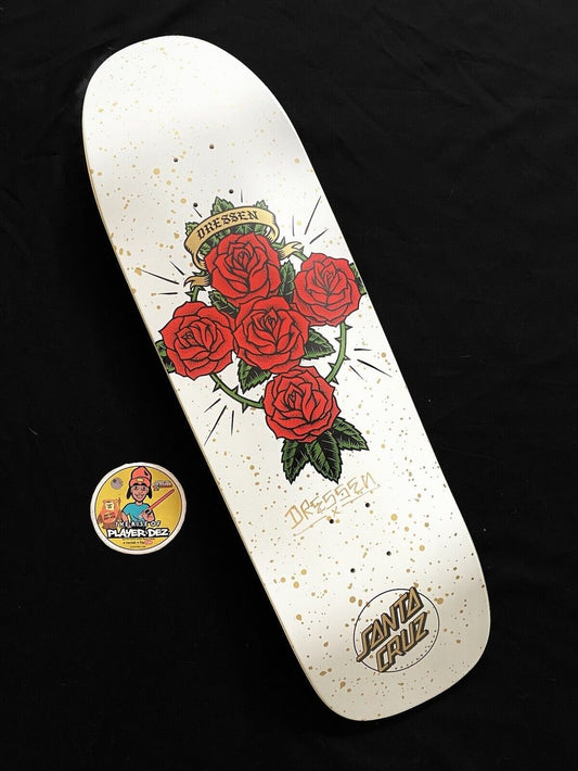 Signed Eric Dressen Autographed Skateboard Deck Santa Cruz White Rose Gold