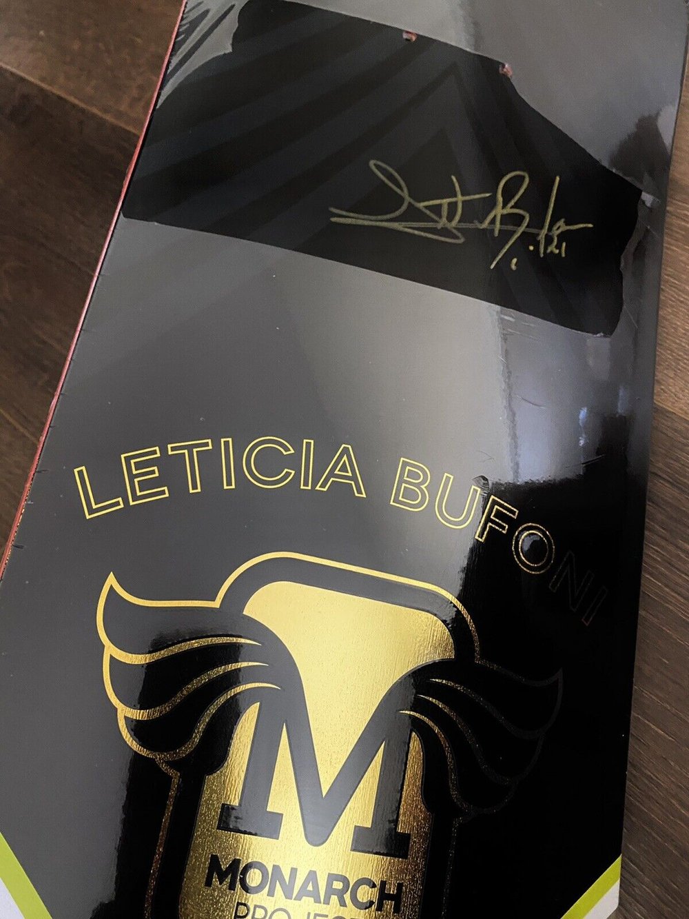 Signed Leticia Bufoni Monarch Project Autographed Skateboard Deck Green Gold