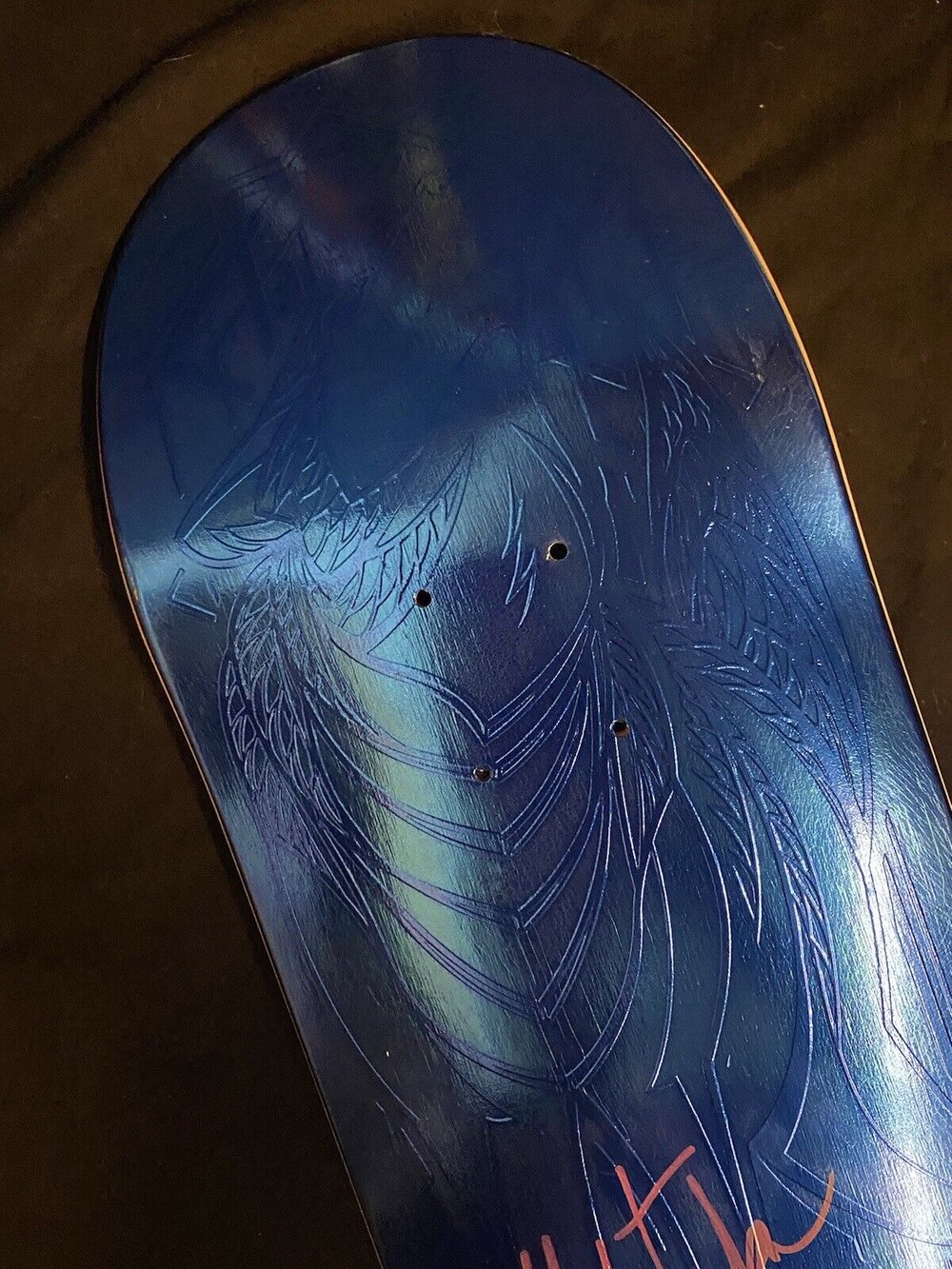 Signed Nick Tucker Primitive Blue Foil Wolf Spirit Animal Autographed Skateboard Deck