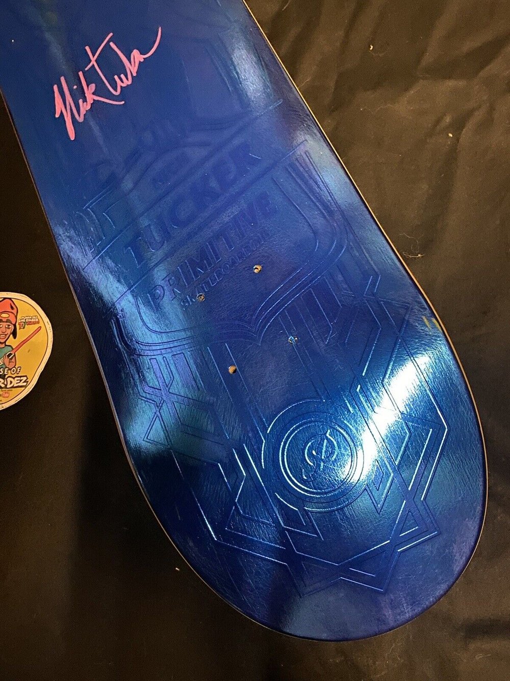 Signed Nick Tucker Primitive Blue Foil Wolf Spirit Animal Autographed Skateboard Deck