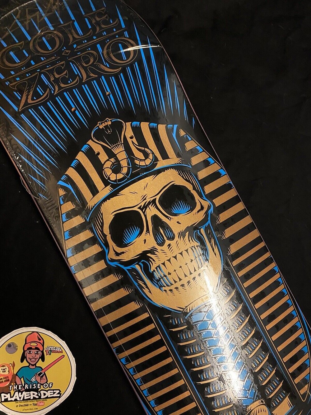 Signed Chris Cole Zero Autographed Skateboard Deck Gold Pharoah Berrics 8.25