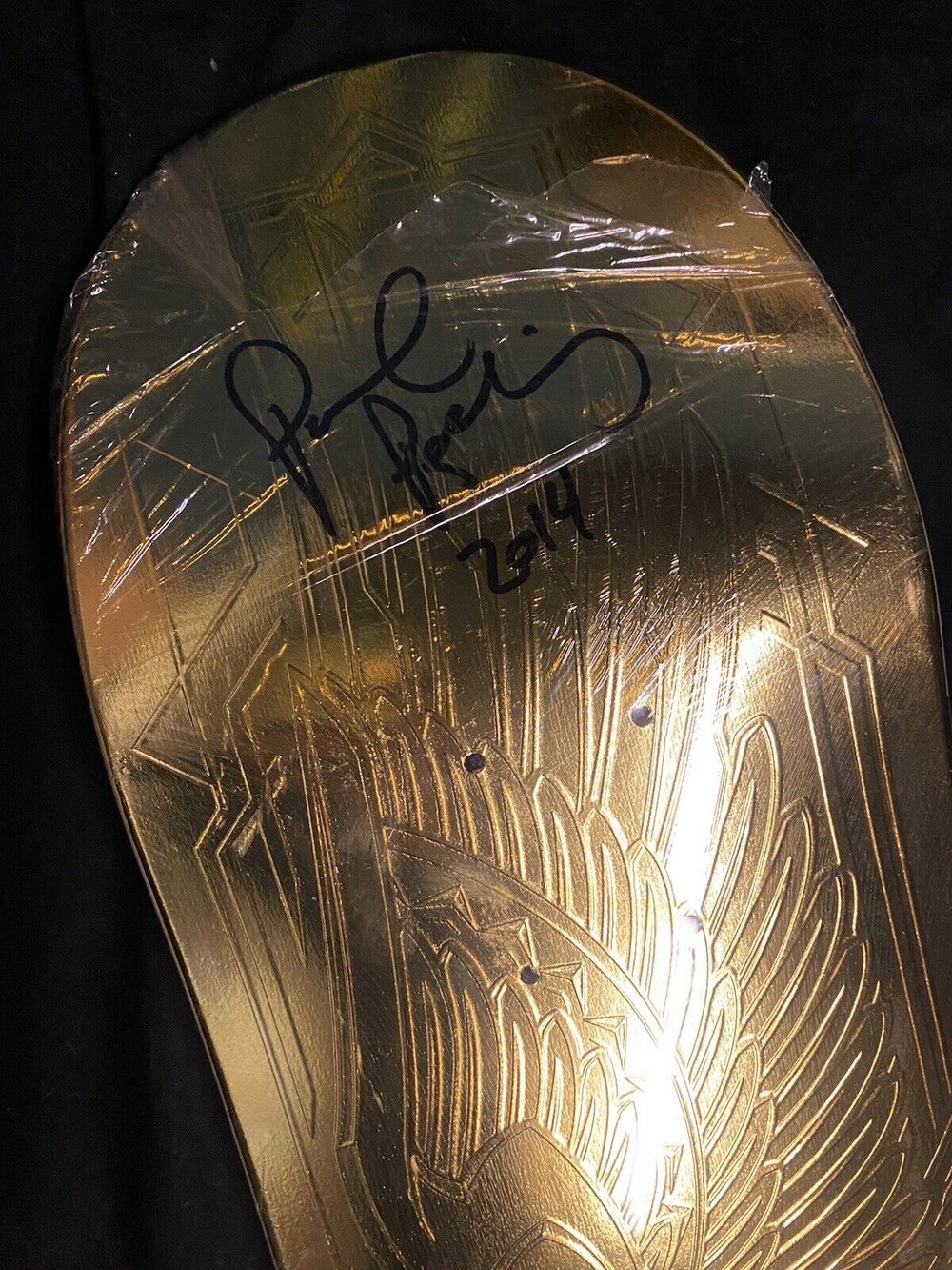 Signed Paul Rodriguez Primitive Eagle Gold Foil Prod Skateboard Deck 2014 Autographed