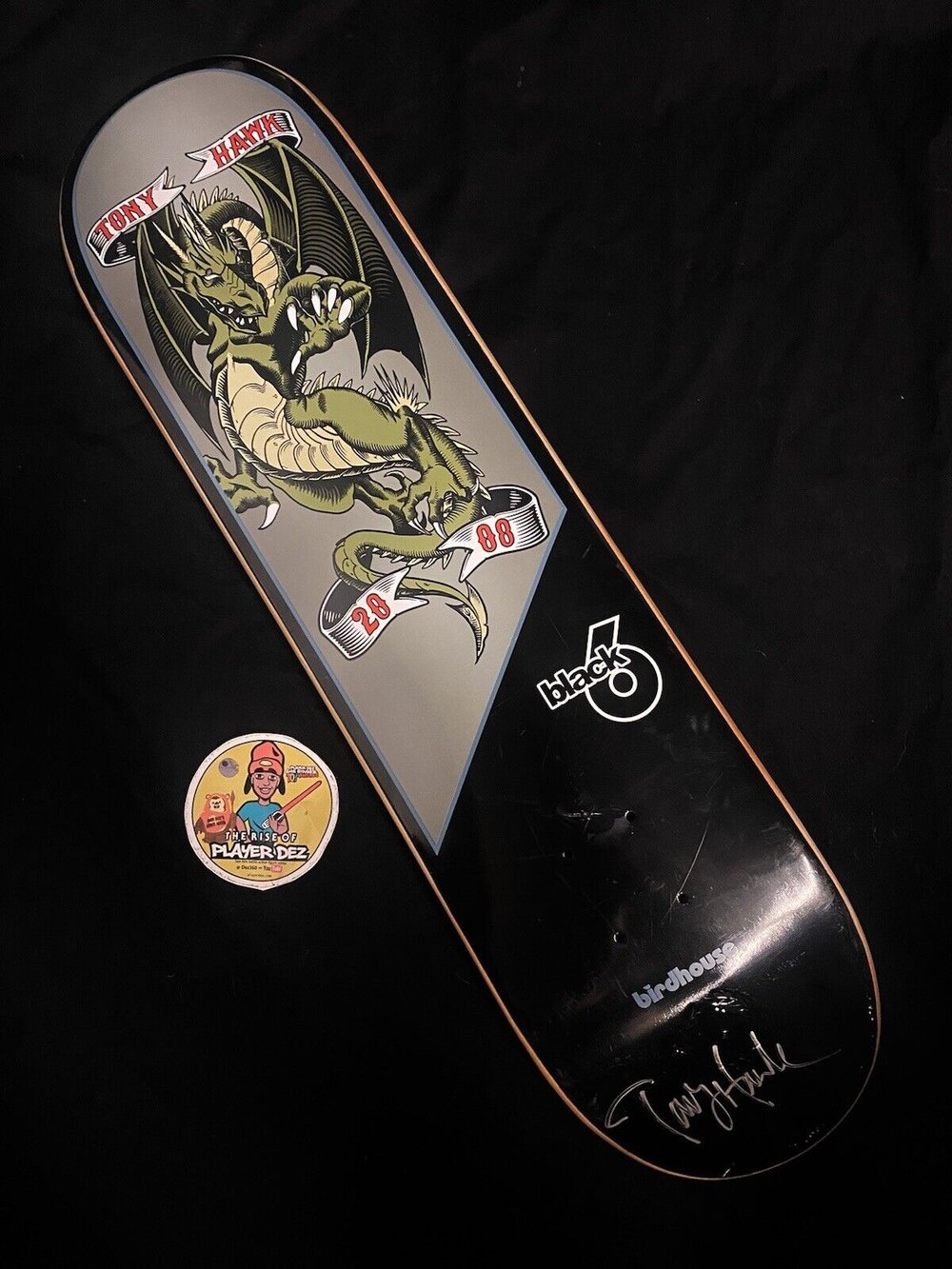 Signed Tony Hawk Birdhouse Autographed Skateboard Deck Black 6