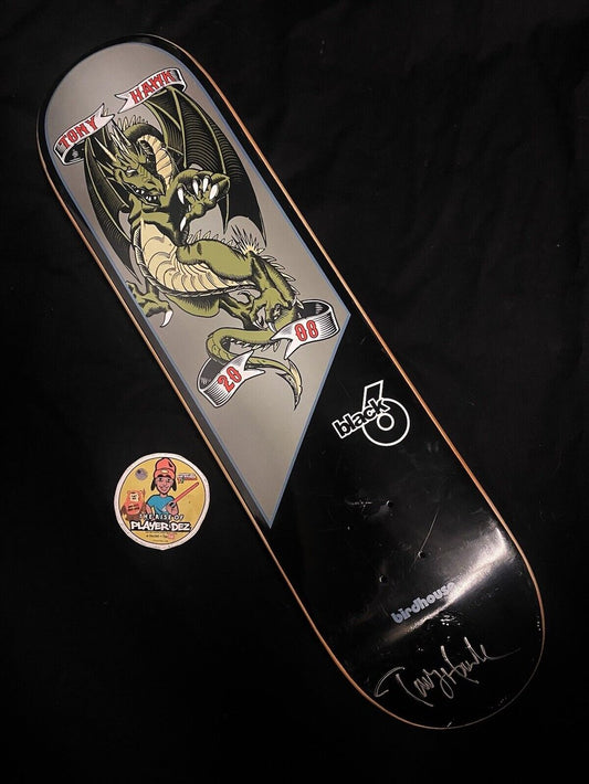 Signed Tony Hawk Birdhouse Autographed Skateboard Deck Black 6