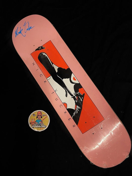 Signed Nick Tucker Primitive Autographed Skateboard Deck Pink Bunny Girl