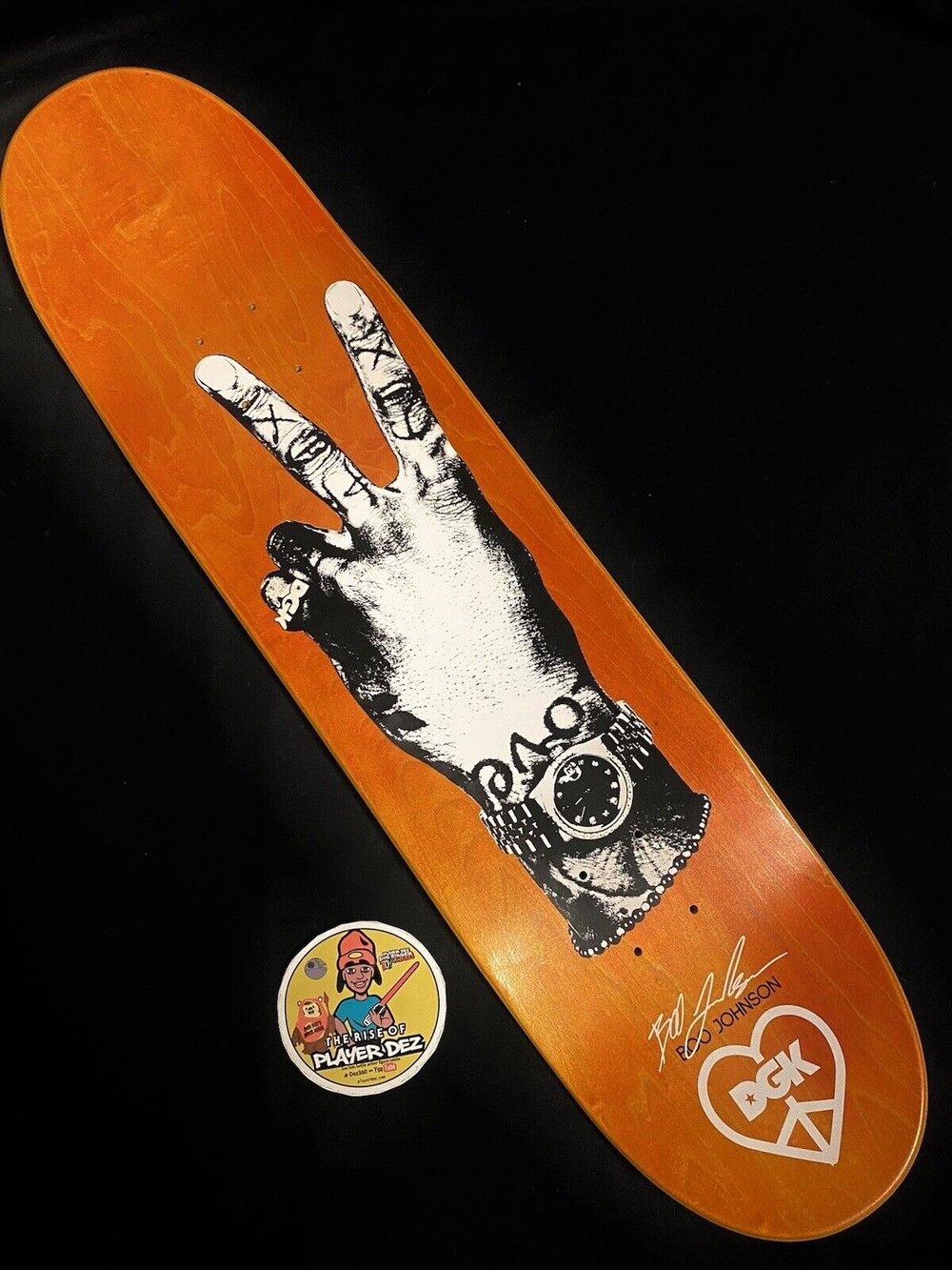 Signed Boo Johnson Good Vibes Peace Sign DGK Autographed Skateboard Deck