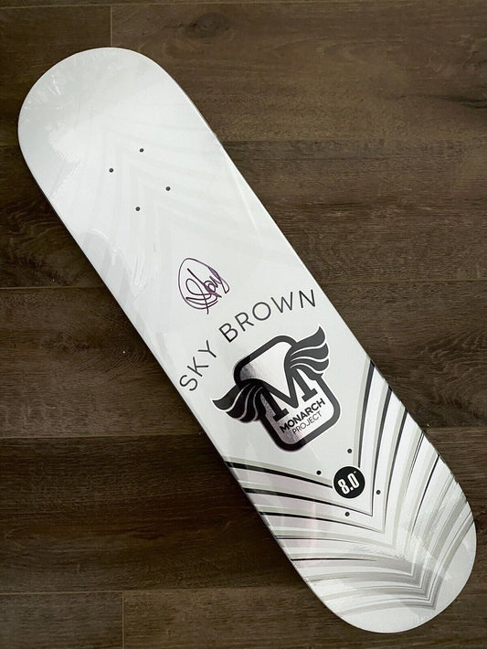 Signed Sky Brown Monarch Project Autographed Skateboard Deck Silver