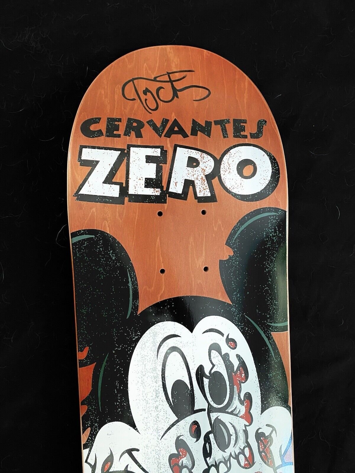 Signed Tony Cervantes Zero Mickey Mouse Autographed Skateboard Deck Orange