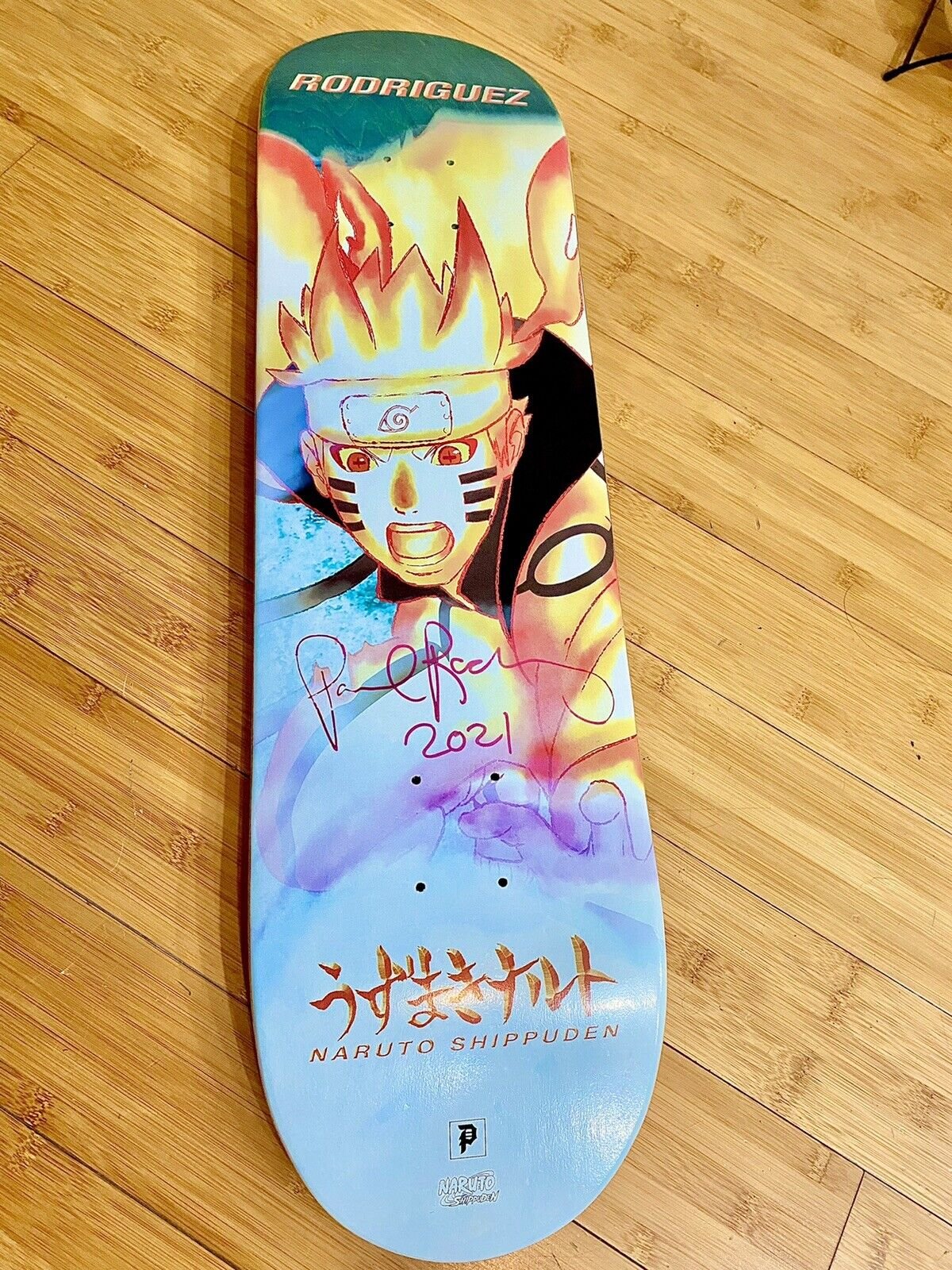 Signed Paul Rodriguez Primitive Naruto Chakra Autographed Skateboard Deck 8.25”