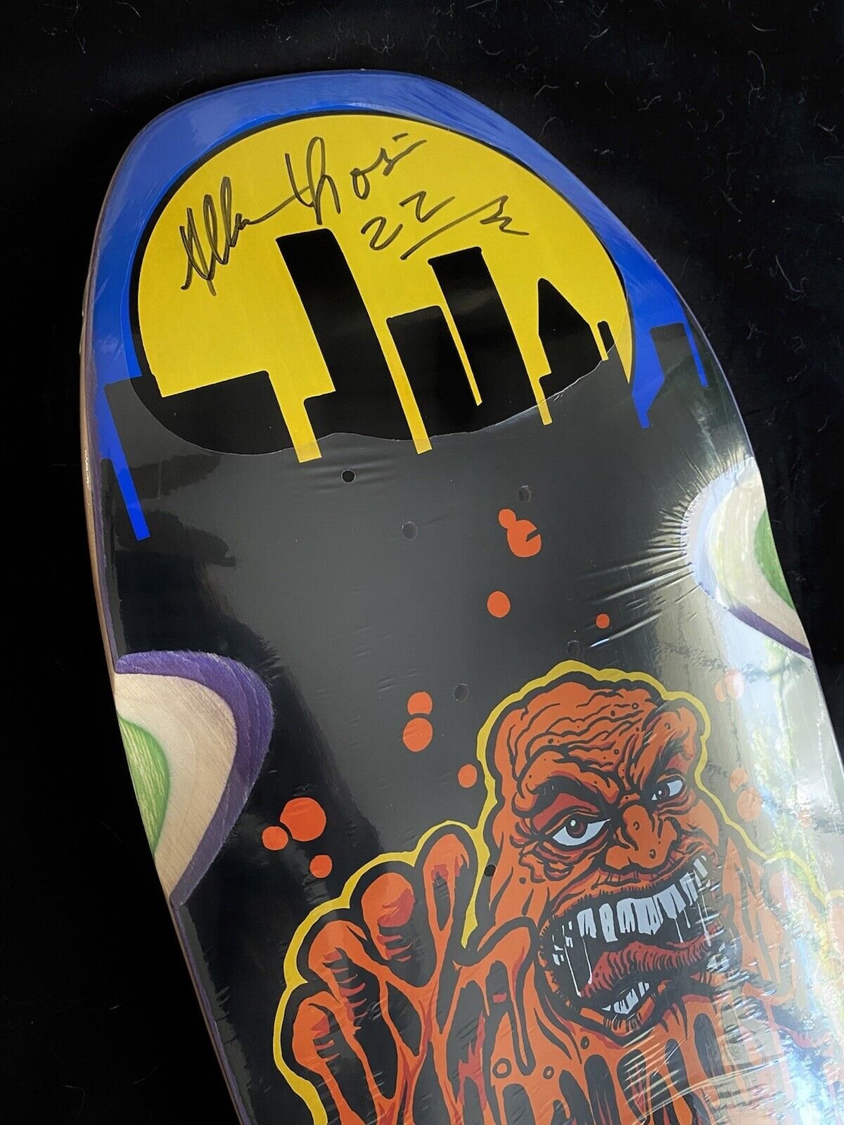 Signed Allen Losi Schmitt Stix Autographed Skateboard Deck Ooze Muck Monster Shaped