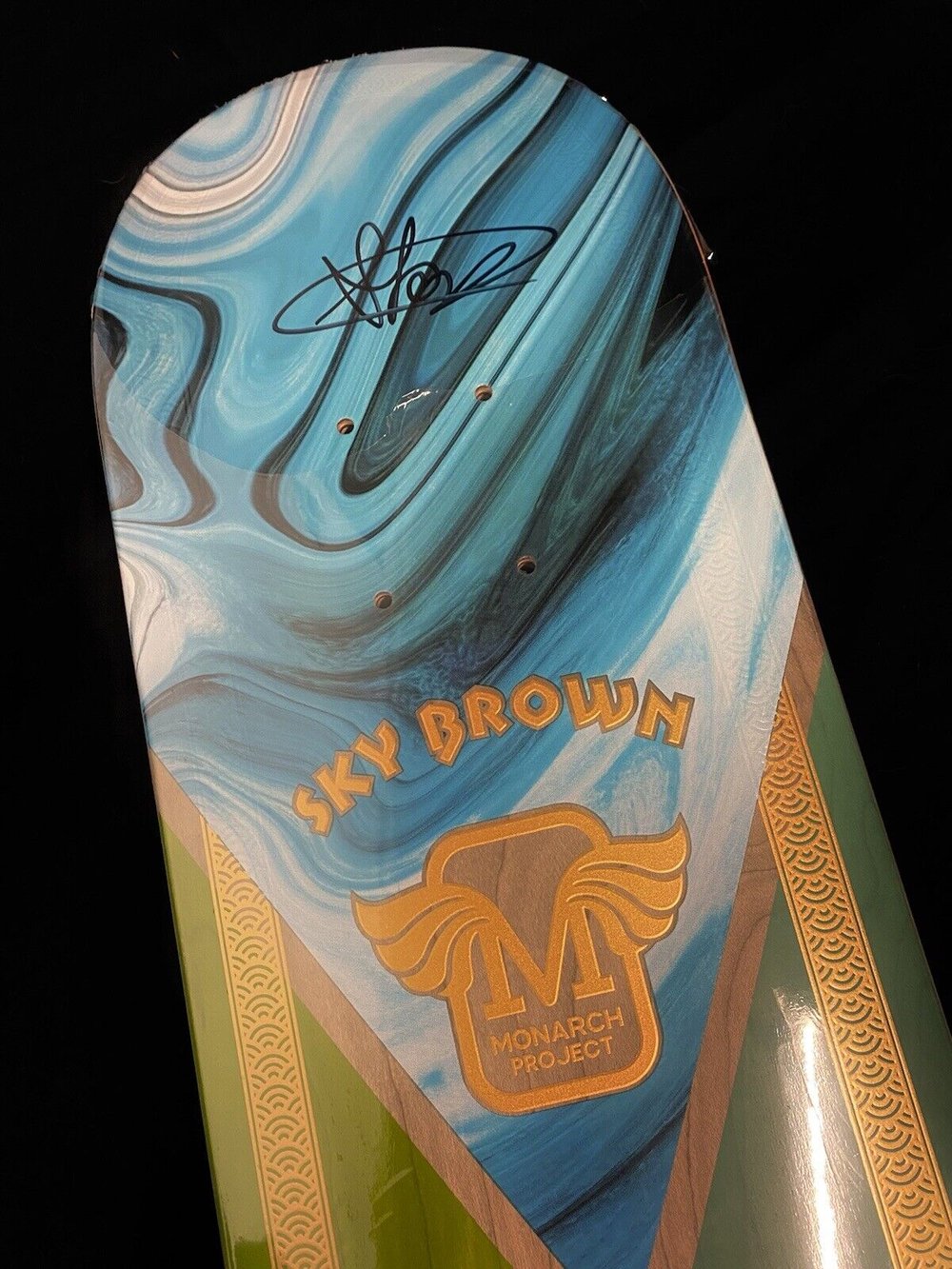 Signed Sky Brown Monarch Project Autographed Skateboard Deck Blue 7.5