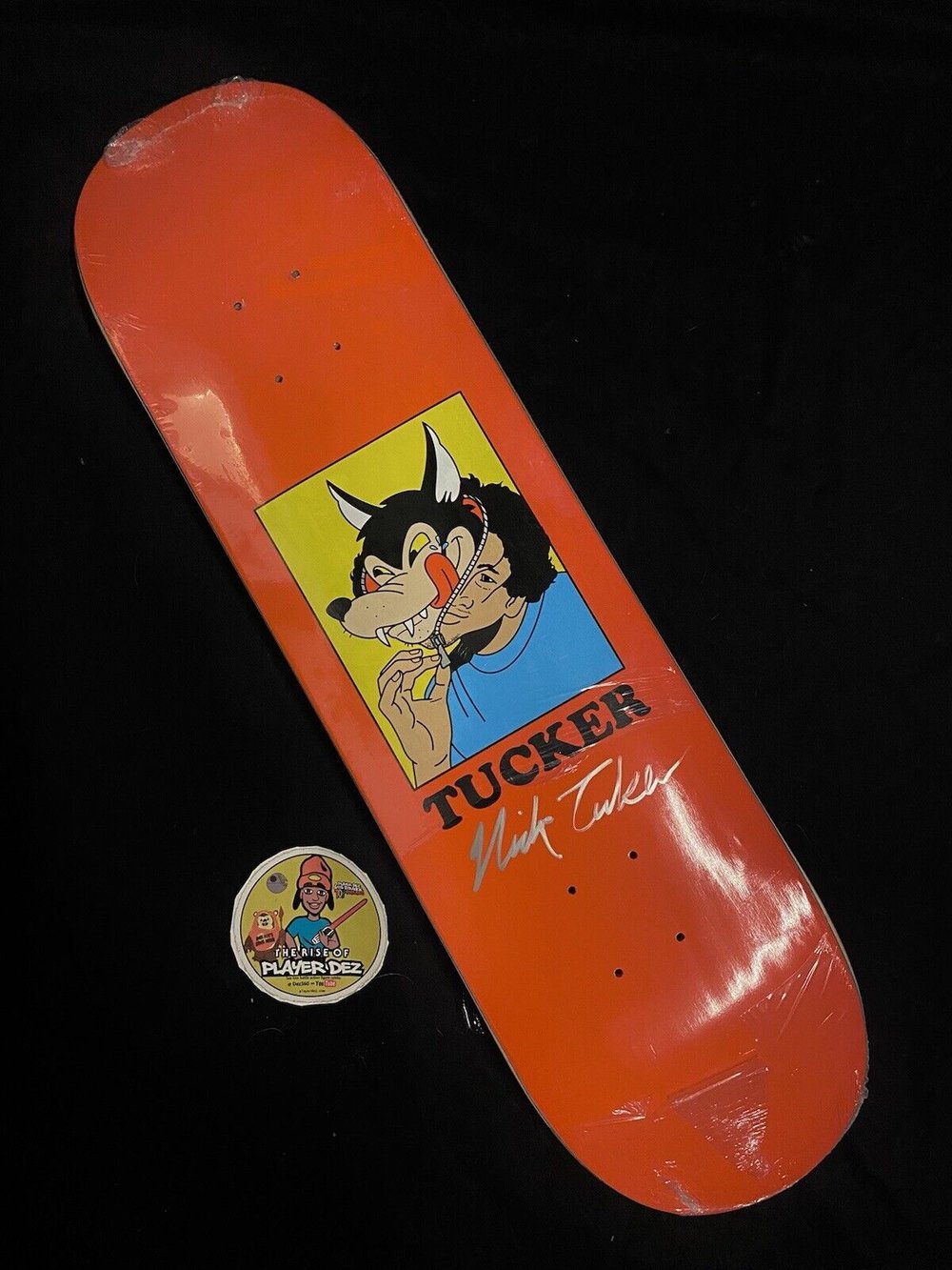 Signed Nick Tucker Primitive Wolf Portrait Autographed Skateboard Deck