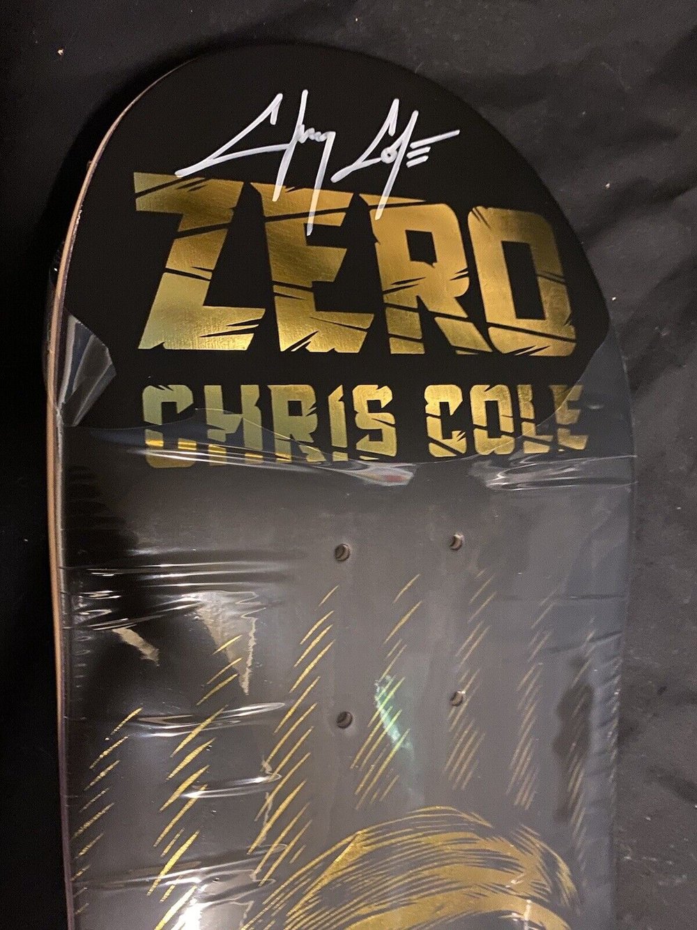 Signed Chris Cole Zero Autographed Skateboard Deck Gold Foil Apocalypse