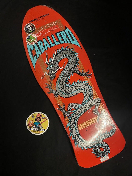 Signed Steve Caballero Powell Peralta Red Silver Dragon Autographed Skateboard Deck