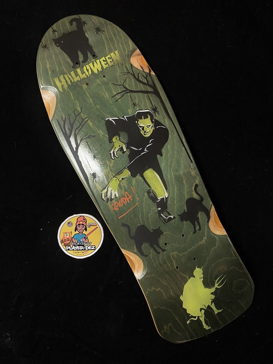 Signed Steve Alba SALBA Autographed Skateboard Deck Frankenstein Halloween Spray Art