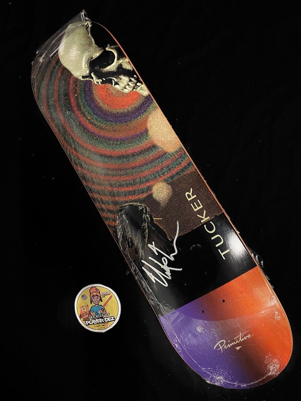 Signed Nick Tucker Primitive Chief Skull Autographed Skateboard Deck