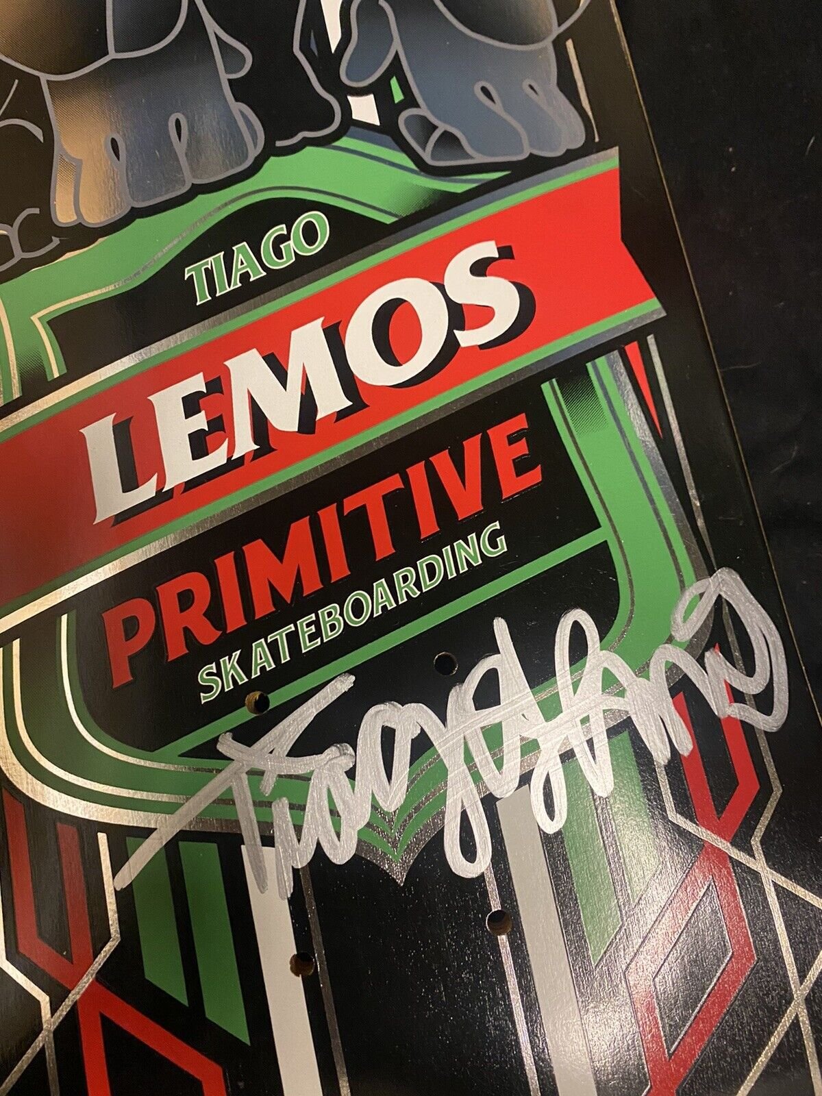 Signed Tiago Lemos Primitive Gorilla Foil Autographed Skateboard Deck Early Pro Model