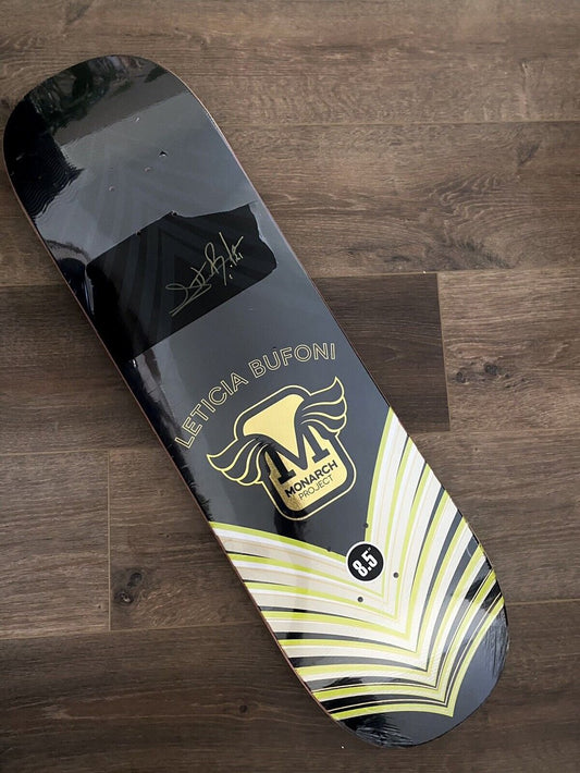 Signed Leticia Bufoni Monarch Project Autographed Skateboard Deck Green Gold