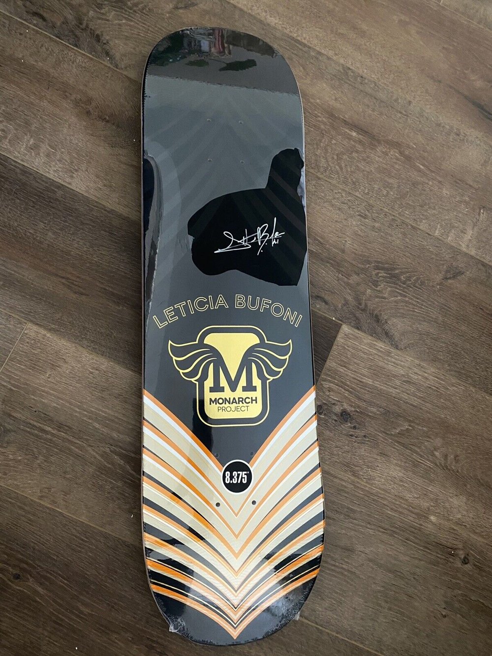 Signed Leticia Bufoni Monarch Project Autographed Skateboard Deck Orange Gold