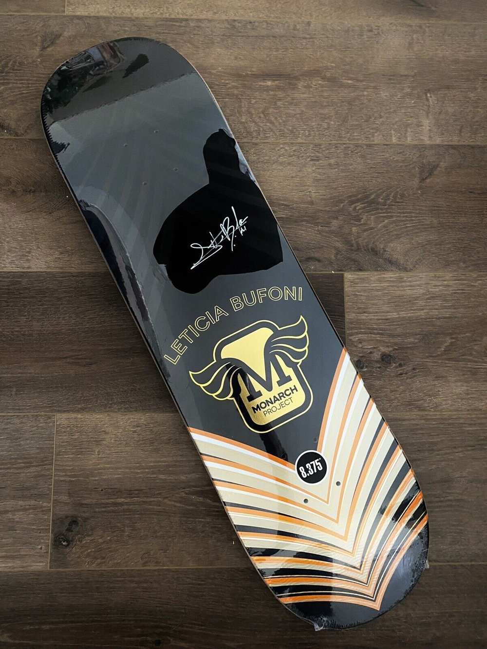 Signed Leticia Bufoni Monarch Project Autographed Skateboard Deck Orange Gold