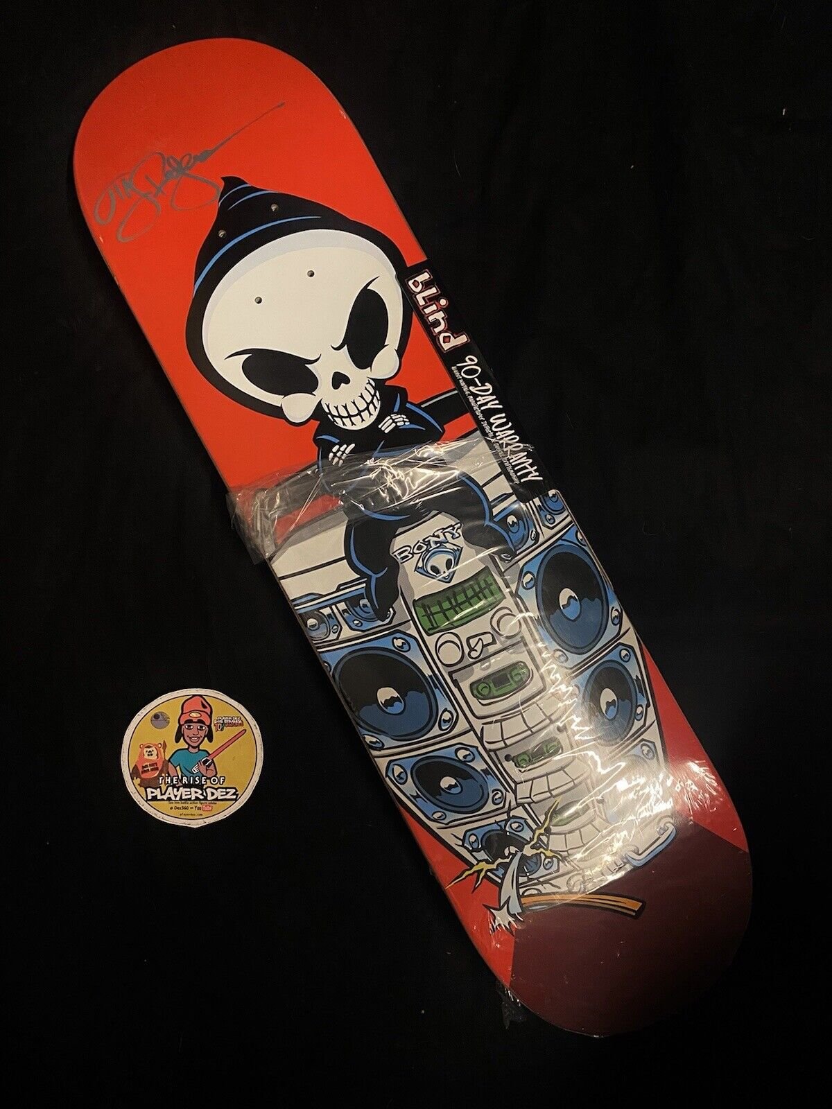 Signed TJ Rogers Blind Pro Model Autographed Skateboard Deck Reaper Boom Box