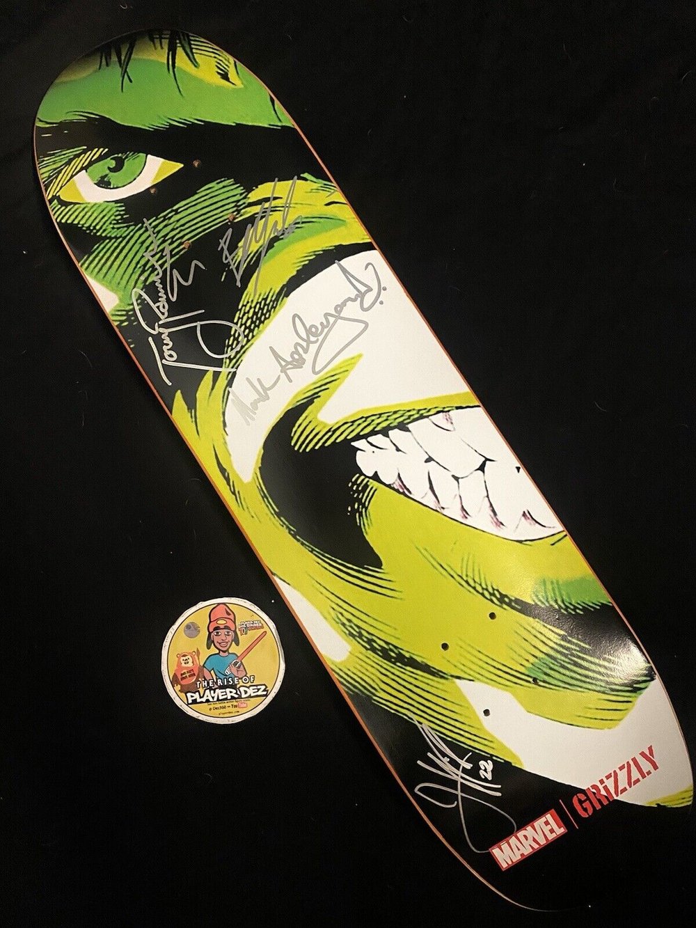 Signed Mark Appleyard Jeron Wilson Torey Pudwill Boo Johnson Autographed Skateboard Deck Grizzly Team Marvel Incredible Hulk Cruiser