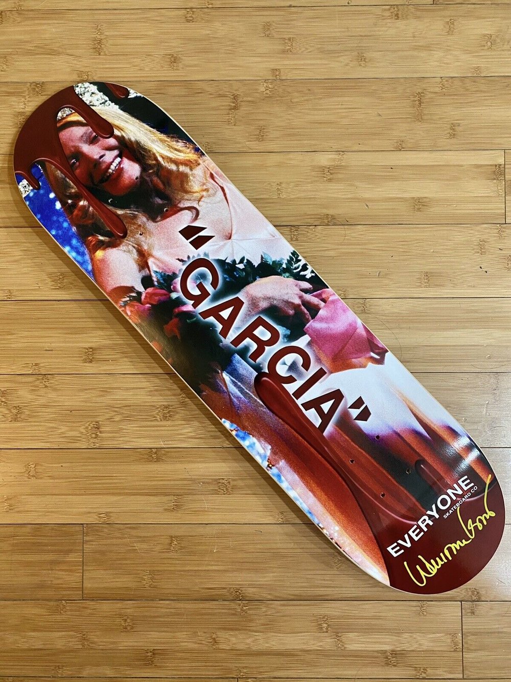 Signed WILLIAM KATT Al Garcia Everyone CARRIE Autographed Skateboard Deck 8.25 Halloween