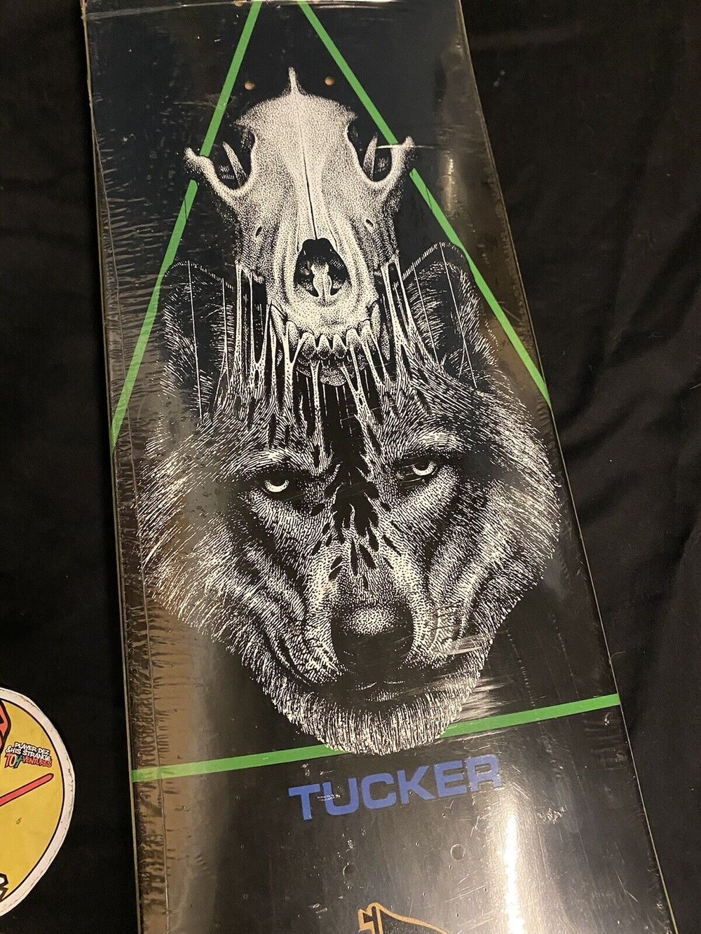 Signed Nick Tucker Primitive Autographed Skateboard Deck Skeleton Wolf Mask