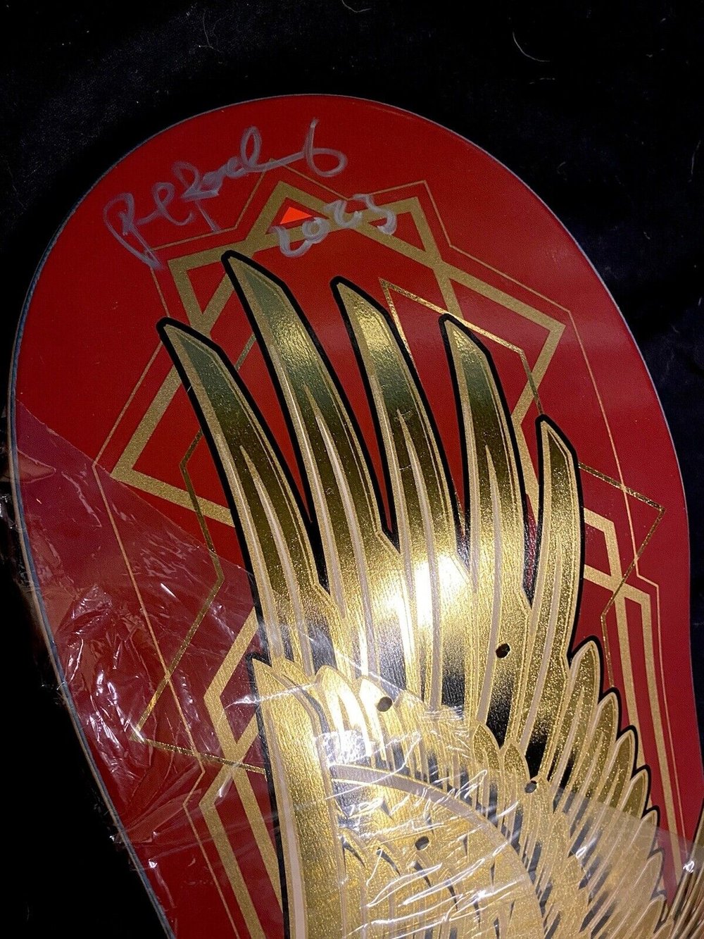 Signed Paul Rodriguez Primitive Eagle Gold Foil Skateboard Deck Autographed