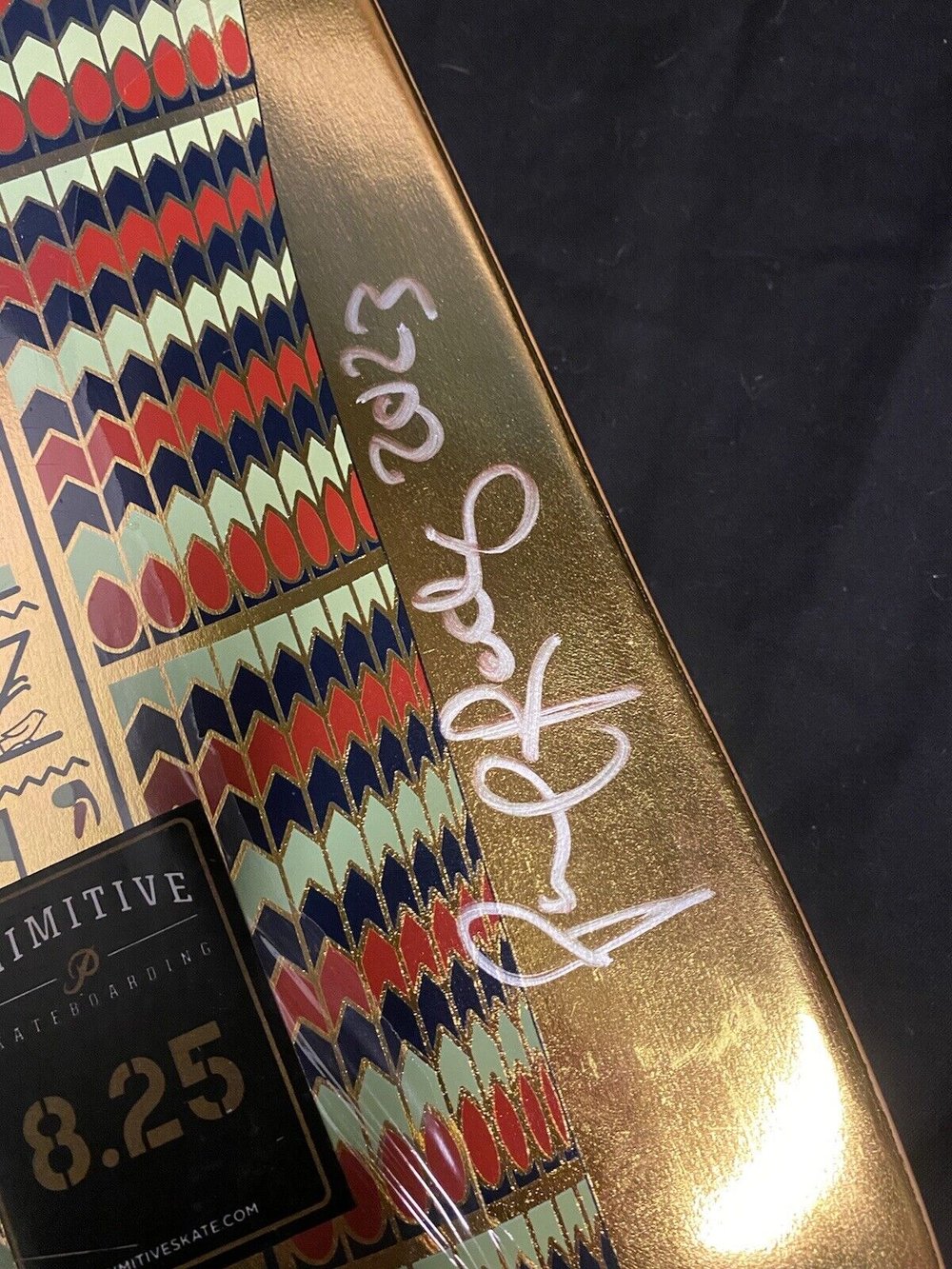 Signed Paul Rodriguez Primitive Autographed Skateboard Deck 8.25 Egyptian Pharoah Gold Foil Coffin