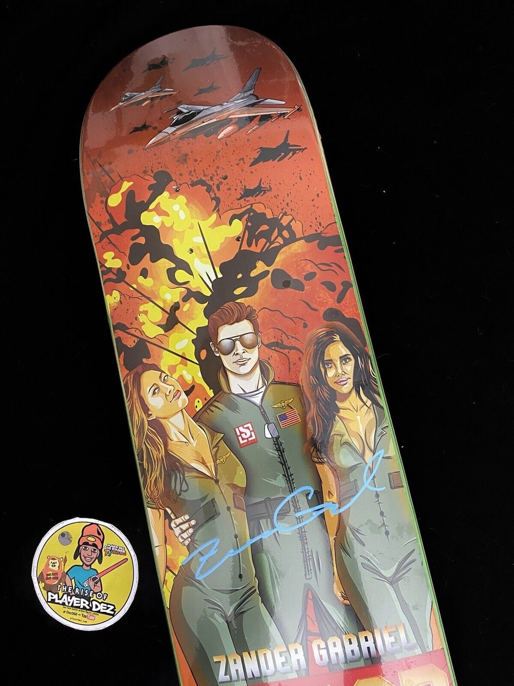 Signed Zander Gabriel Top Gun Sugar Autographed Skateboard Deck 8.125”