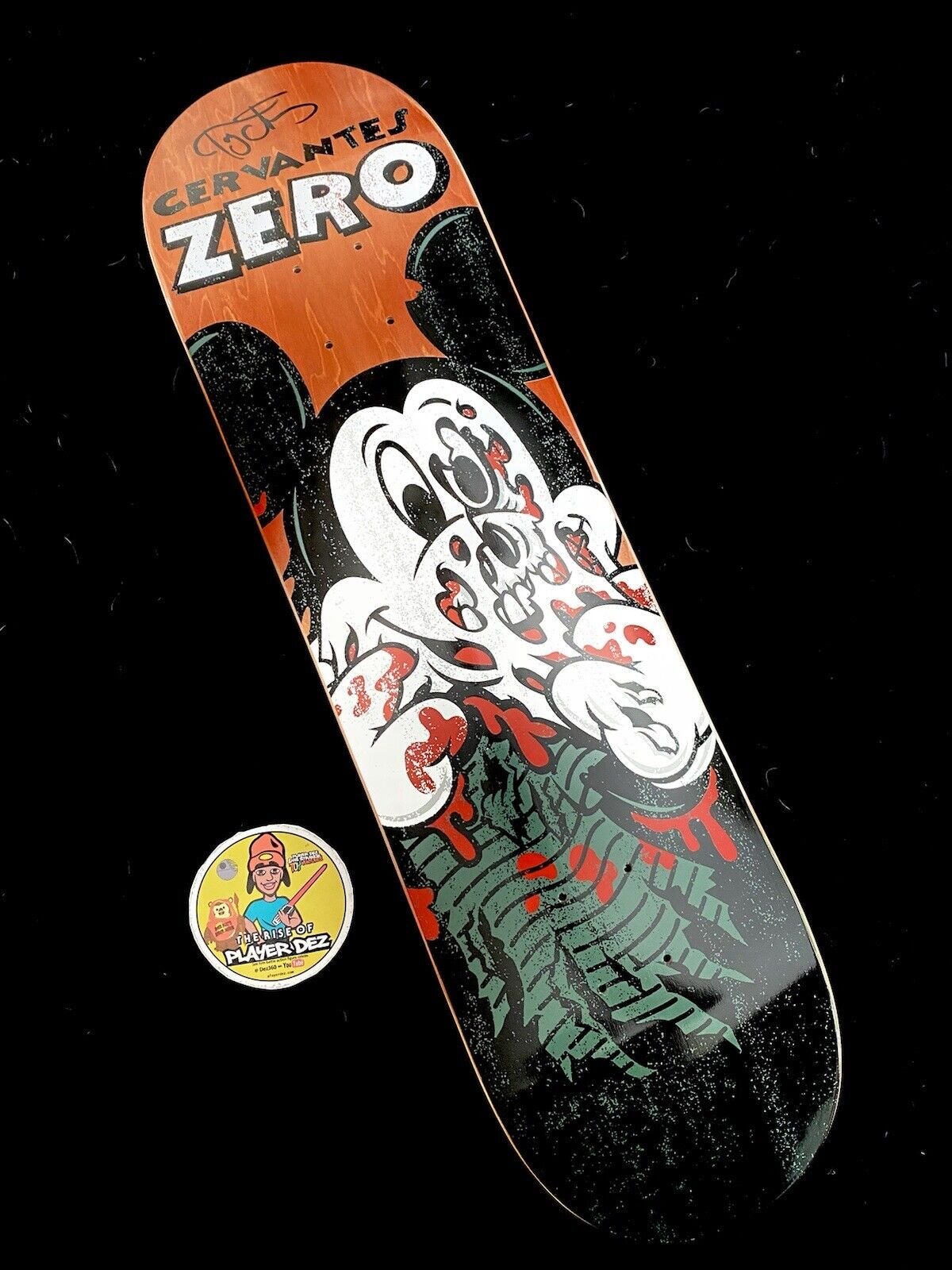 Signed Tony Cervantes Zero Mickey Mouse Autographed Skateboard Deck Orange