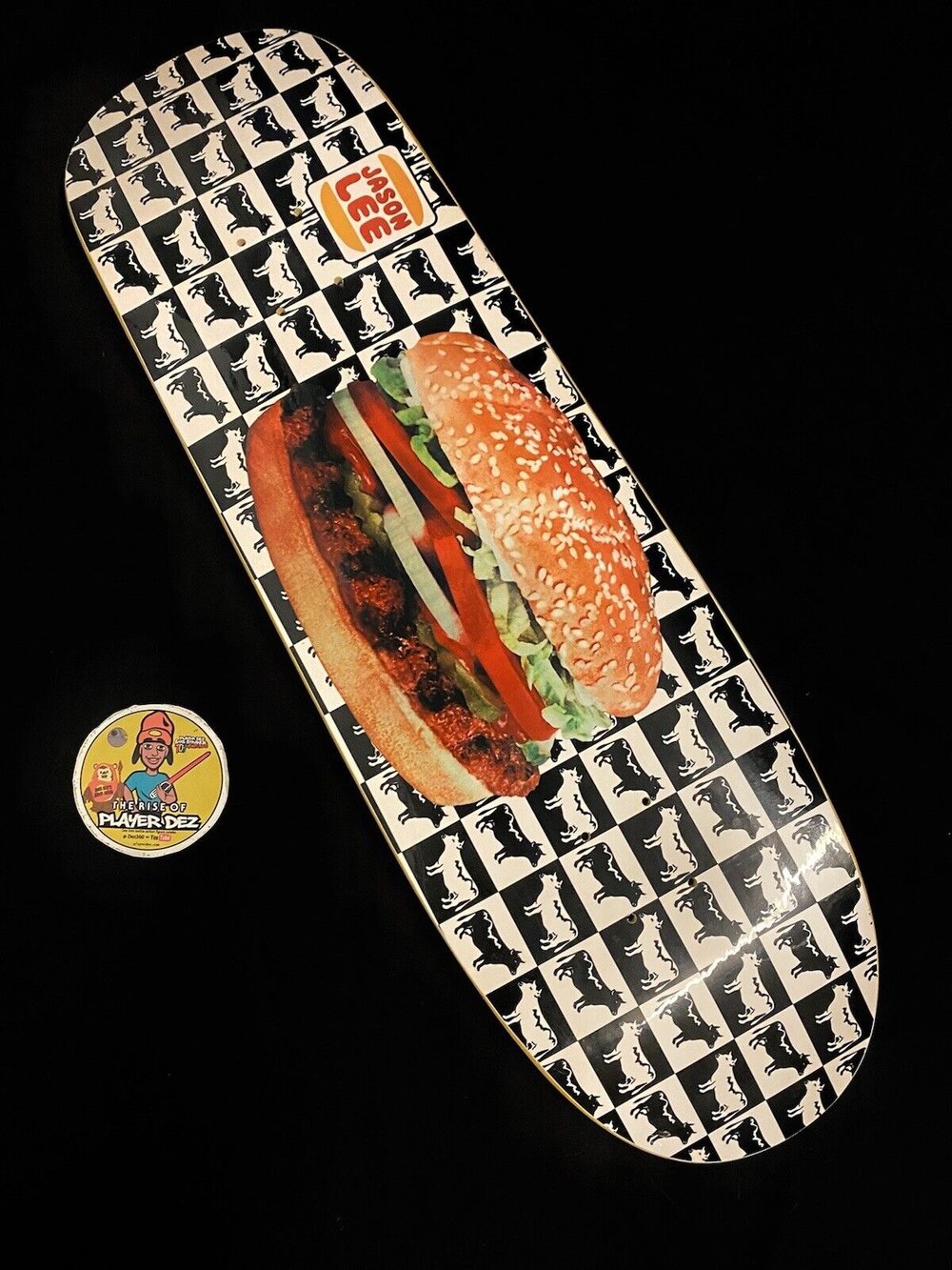 Signed Jason Lee Burger SLICK Prime Autographed Skateboard Deck Reissue Blind Yellow