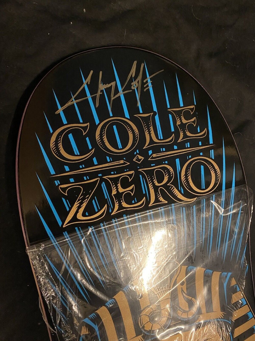 Signed Chris Cole Zero Autographed Skateboard Deck Gold Pharoah Berrics 8.25