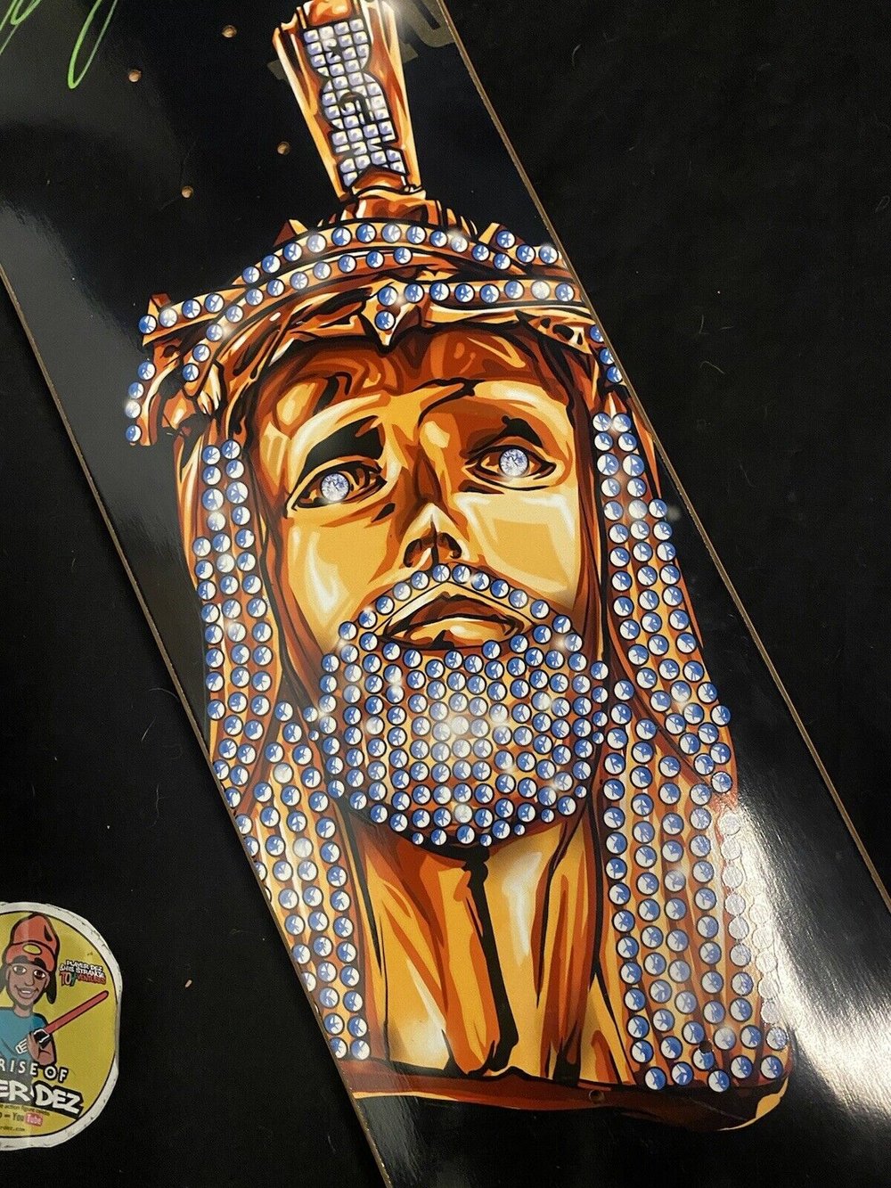 Signed Boo Johnson DGK Blessed Jesus Piece Autographed Skateboard Deck Green Ink