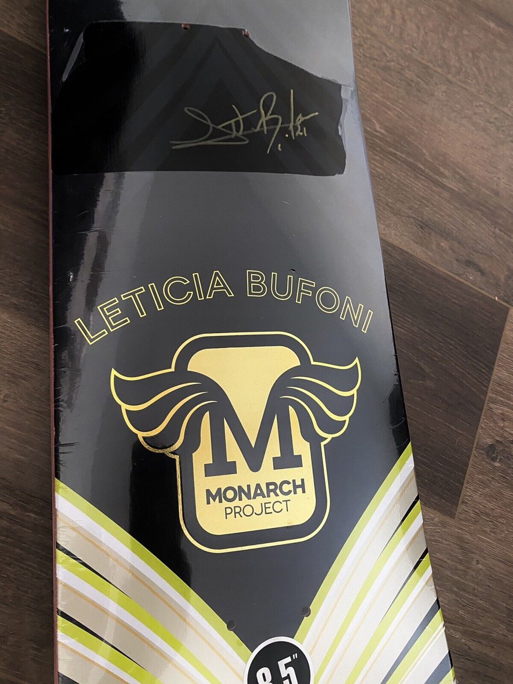 Signed Leticia Bufoni Monarch Project Autographed Skateboard Deck Green Gold