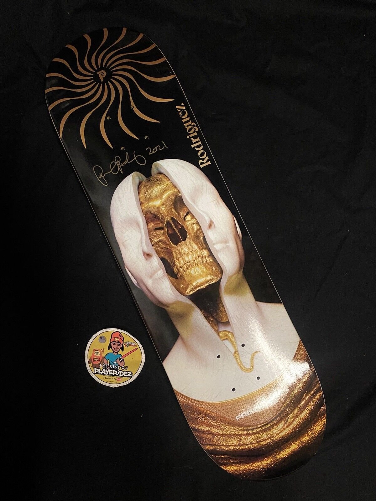 Signed Paul Rodriguez Primitive Berrics Autographed Skateboard Deck Gold