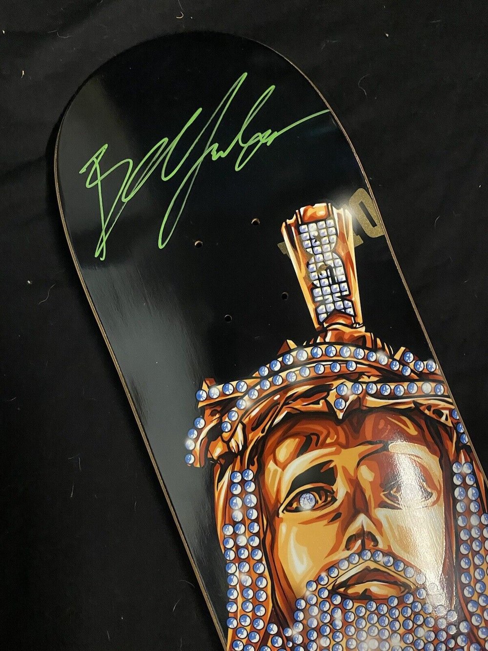 Signed Boo Johnson DGK Blessed Jesus Piece Autographed Skateboard Deck Green Ink