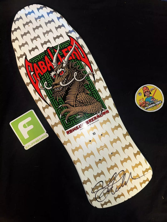 Steve Caballero Signed White Bats Autographed Powell Peralta Skateboard Deck