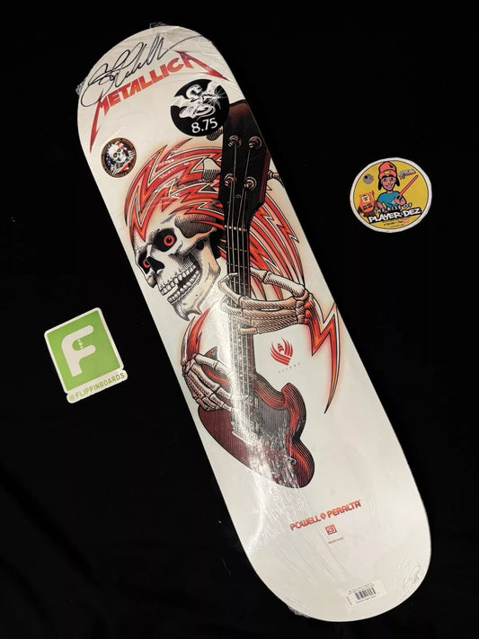 Steve Caballero Signed Metallica White Powell Peralta Autographed Skateboard Deck