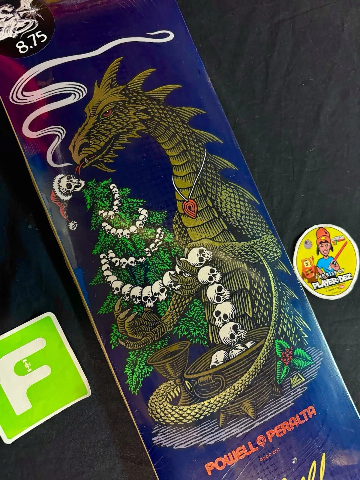George Powell Signed VC Johnson Gold Foil Dragon Bones Brigade Autographed Skateboard Deck