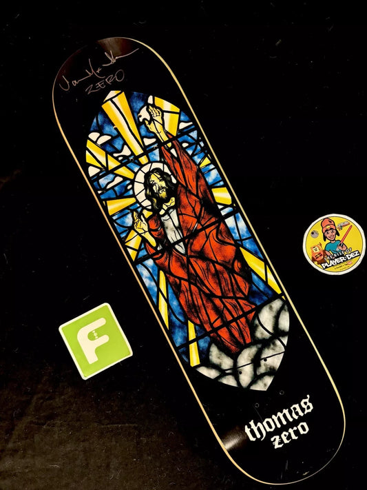 Jamie Thomas Signed 2003 Zero Cathedral Stained Glass Autographed Skateboard Deck