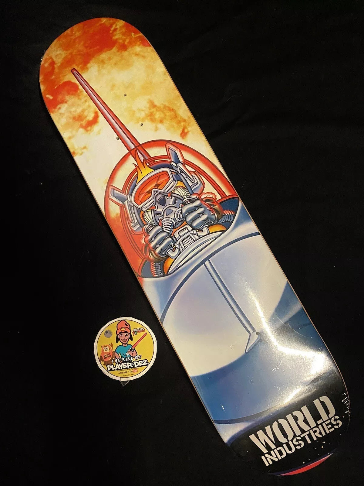 World Industries Fighter Jet Pilot Skateboard Deck Flame Boy Wet Willy