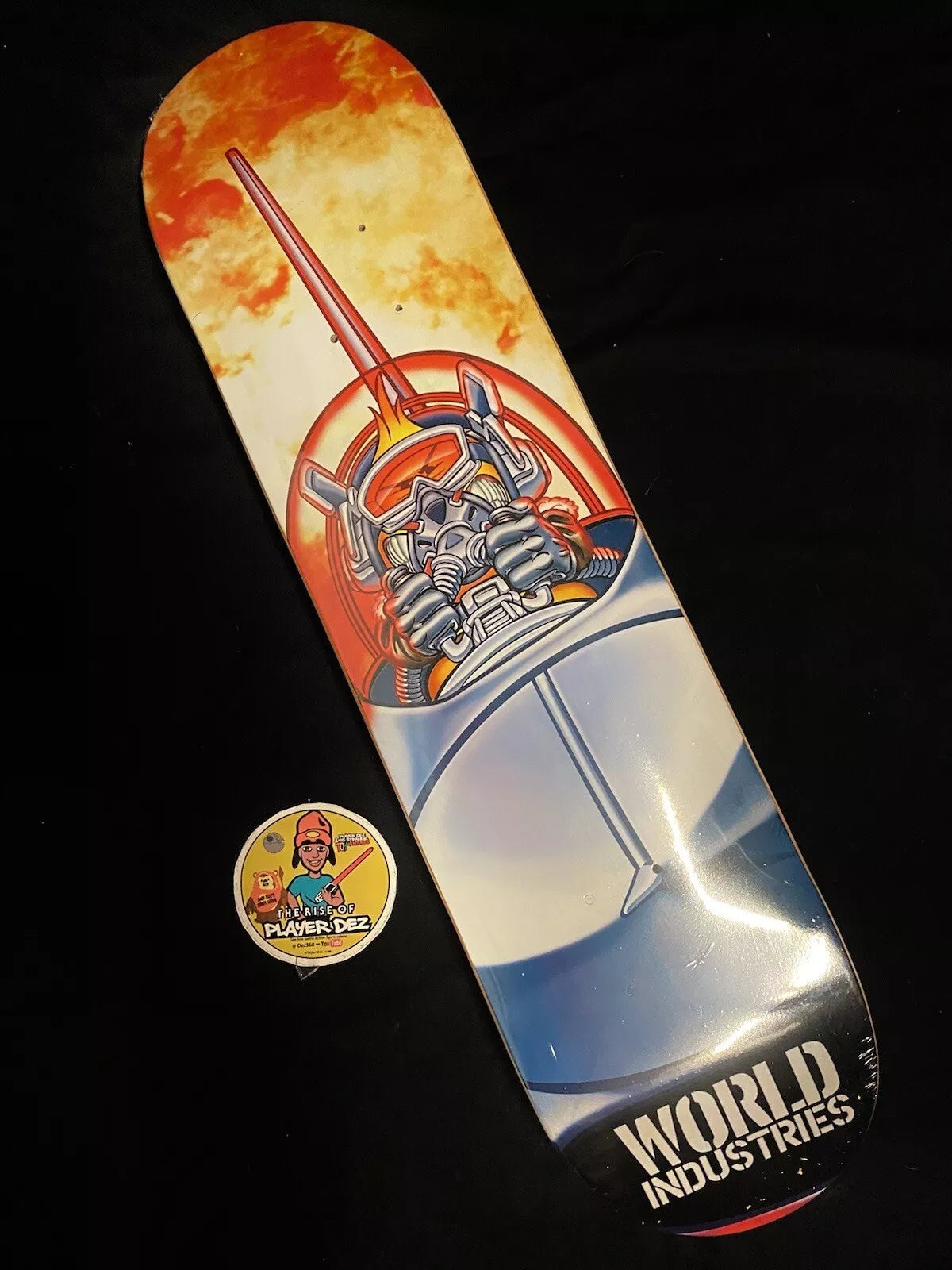 World Industries Fighter Jet Pilot Skateboard Deck Flame Boy Wet Willy
