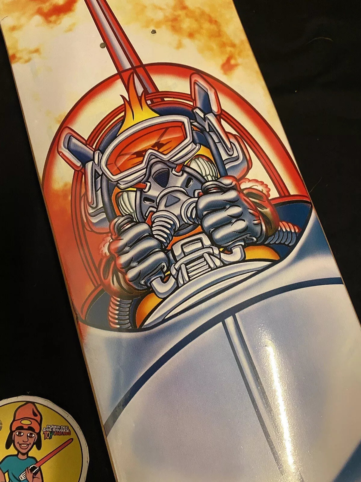 World Industries Fighter Jet Pilot Skateboard Deck Flame Boy Wet Willy