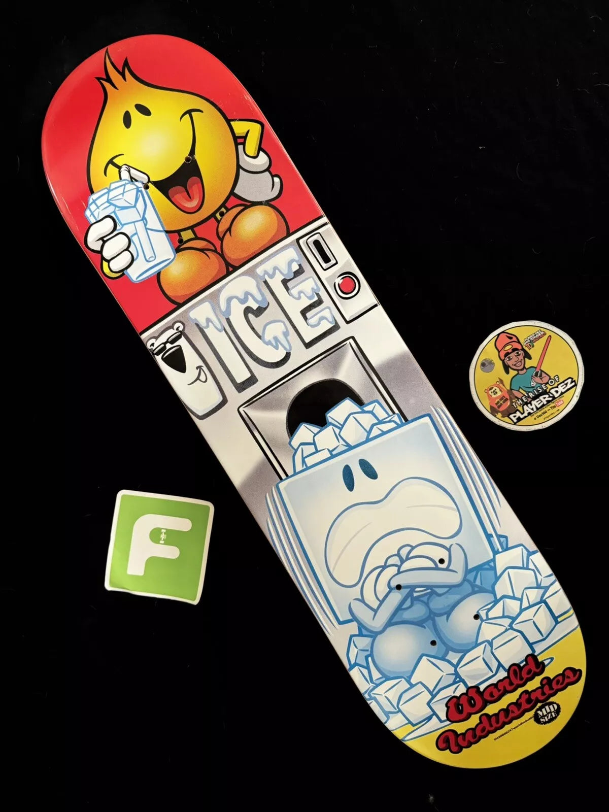 World Industries Ice Chilly Wet Willy Mini Skateboard Deck Flame Boy
