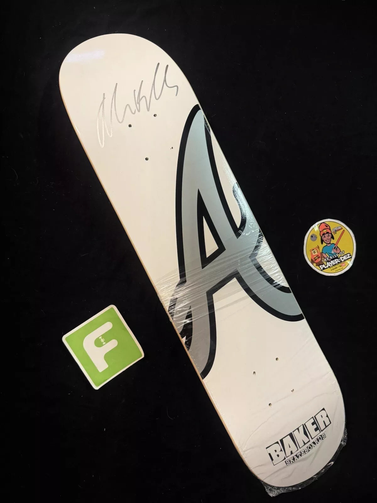 Andrew Reynolds Signed White A Logo Autographed Baker Skateboard Deck
